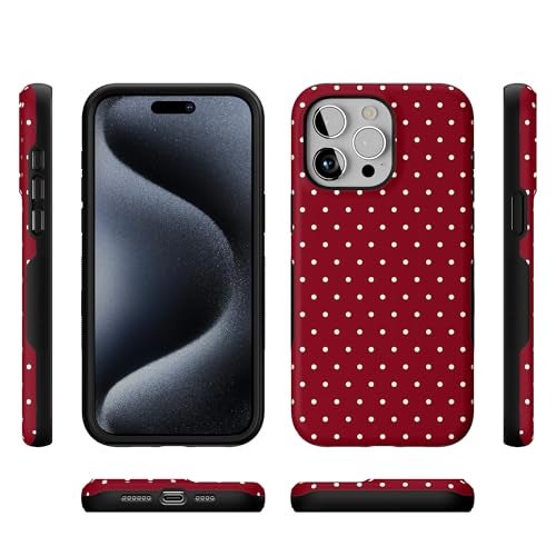 Casely iPhone 15 Pro Case | On the Dot | Maroon Polka Dot | Bold Protective Design | MagSafe Compatible Design - Image 5