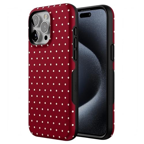 Casely iPhone 15 Pro Case | On the Dot | Maroon Polka Dot | Bold Protective Design | MagSafe Compatible Design - Image 2