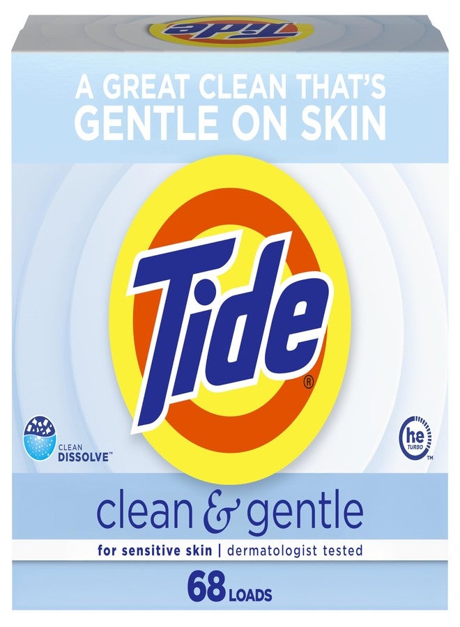 Tide مسحوق غسيل تايد النظيف واللطيف، بدون رائحة، 68 غسلة، 77 أونصة - Image 1