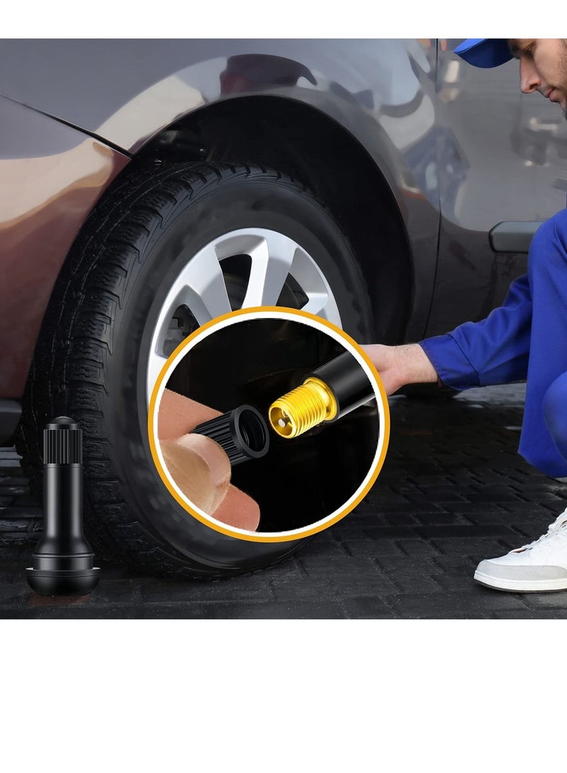 Generic 100 Pieces Tire Valve Stems Rubber Black Rubber Snap-in Valve Stems Standard Length Replacement Tire Valve Stems for Car Tubeless Rim Holes Replacement (0.7 x 1.7, 0.7 x 1.4, 0.7 x 2 Inches)  - Image 5
