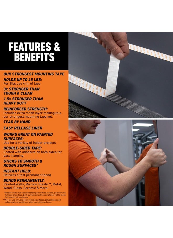 Gorilla ® Max Strength Mounting Tape, Double-Sided, Instant Hold, Permanent Bond With Reinforced Strength, 1 Inch X 60 Inches, Black (Pack Of 1)  - Image 4
