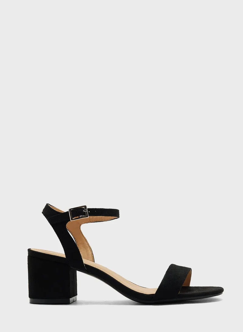 Truffle Mid Block Heel Strap Sandal