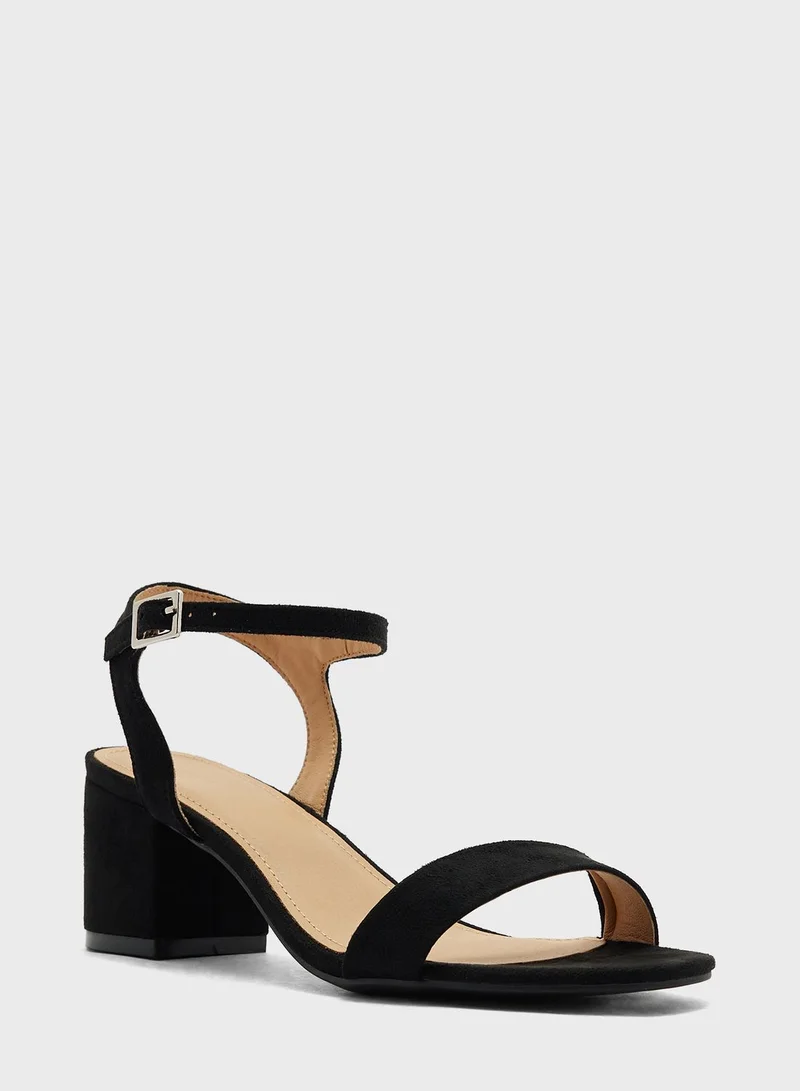 Truffle Mid Block Heel Strap Sandal