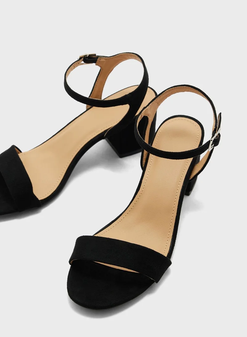 Truffle Mid Block Heel Strap Sandal