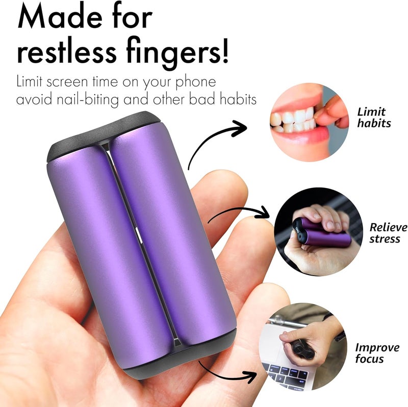 ONO Roller Jr Purple Aluminum - Silent Fidget Toys for Promoting Focus, Stress Relief - Helps Develop Fine Motor Skills & Ease Skin & Nail Picking - for Small Hands, Quiet Sensory Toys for Teens - Image 3