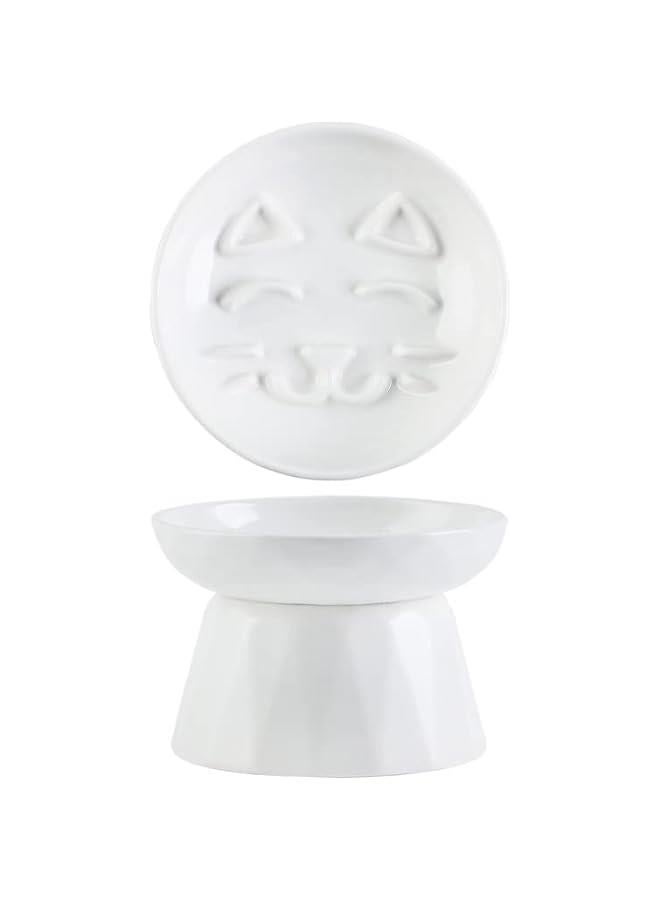 HOOKOR Ceramic Slow Feeder Cat Bowl, Elevated Cat Slow Feeder,Elevated Cat Bowls，No Sliding/Tipping, Raised Puzzle Food Plate (Cat Face Bowl) - Image 1