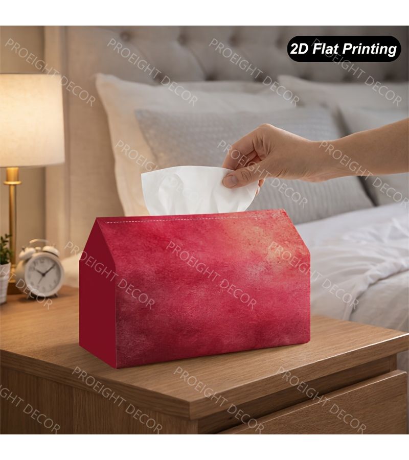 1 صندوق مناديل مزخرف متدرج باللون الأحمر، مقاس 18×11×13 سم، مصنوع من البوليستر، بشكل مستطيل، مناسب للاستخدام اليومي العصري في المنزل والمطبخ والحمام والسيارة والطاولة - Image 2