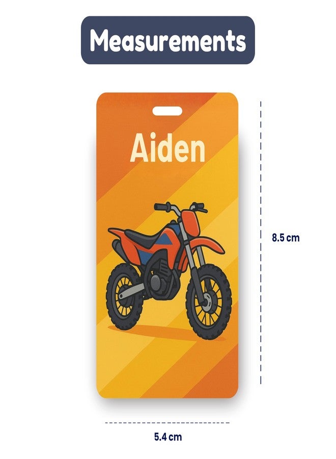 Kidzook Personalized Name Bag Tag | Custom Luggage Tag for Kids & Adults - PVC Luggage Tag for Travel, School, Office, Camping | Dirt Bike Theme Design with Silicone Strap (Pack of 1) - Image 5