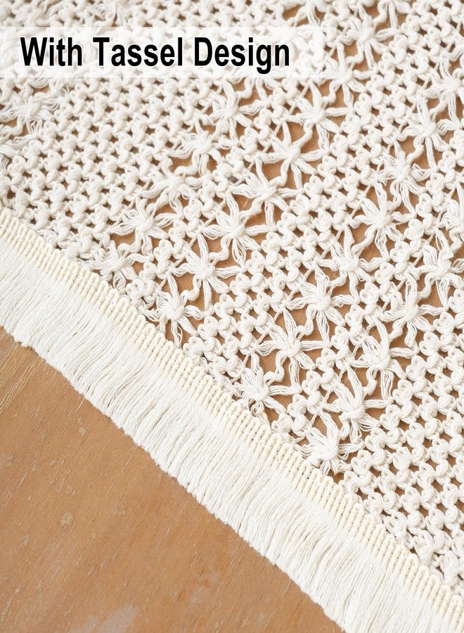 timecity Beige Table Runner Farmhouse Table Runner 79 Inches Long Boho Fall Woven Rustic Vintage Runners with Tassels Macrame Burlap Runner for Dinning Living Room, 14x79 Inches - Image 3
