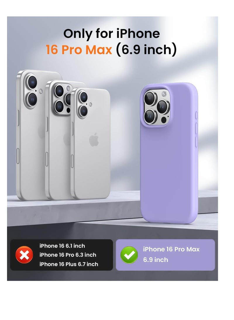Compatible with iPhone 16 Pro Max 6.9-inch Case, Premium Liquid Silicone Case, Full Body Protective Cover, Shockproof, Slim Phone Case, Anti-Scratch Soft Microfiber Lining - Light Purple  - Image 4