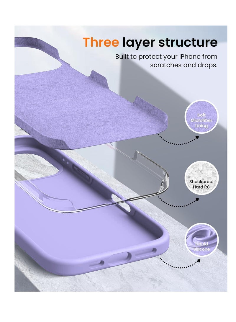Compatible with iPhone 16 Pro Max 6.9-inch Case, Premium Liquid Silicone Case, Full Body Protective Cover, Shockproof, Slim Phone Case, Anti-Scratch Soft Microfiber Lining - Light Purple  - Image 2