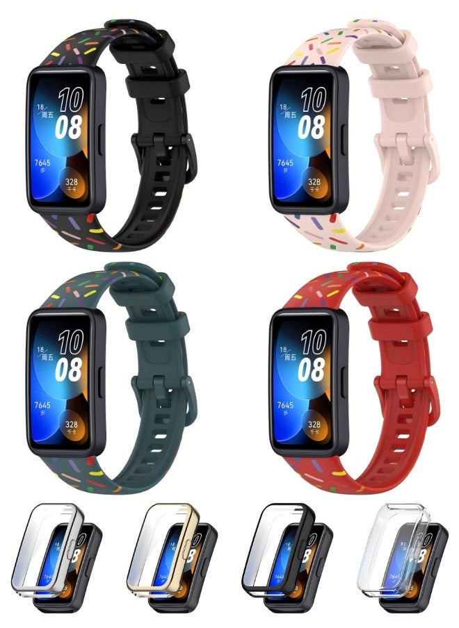HW - 4 Sets Of Huawei Band 8 Band 9 Replacement Watch Straps, Including Soft Silicone Electroplated All Inclusive Case - Image 1