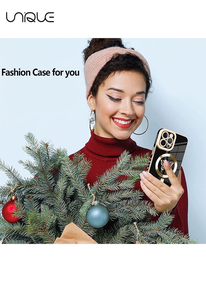 Unique - Designed for iPhone 15 Pro Max Magnetic Case Compatible with MagSafe Wireless Charging,Cute Butterfly Phone Case with Camera Protection for Women Girls Men 6.7"- Black - Image 1