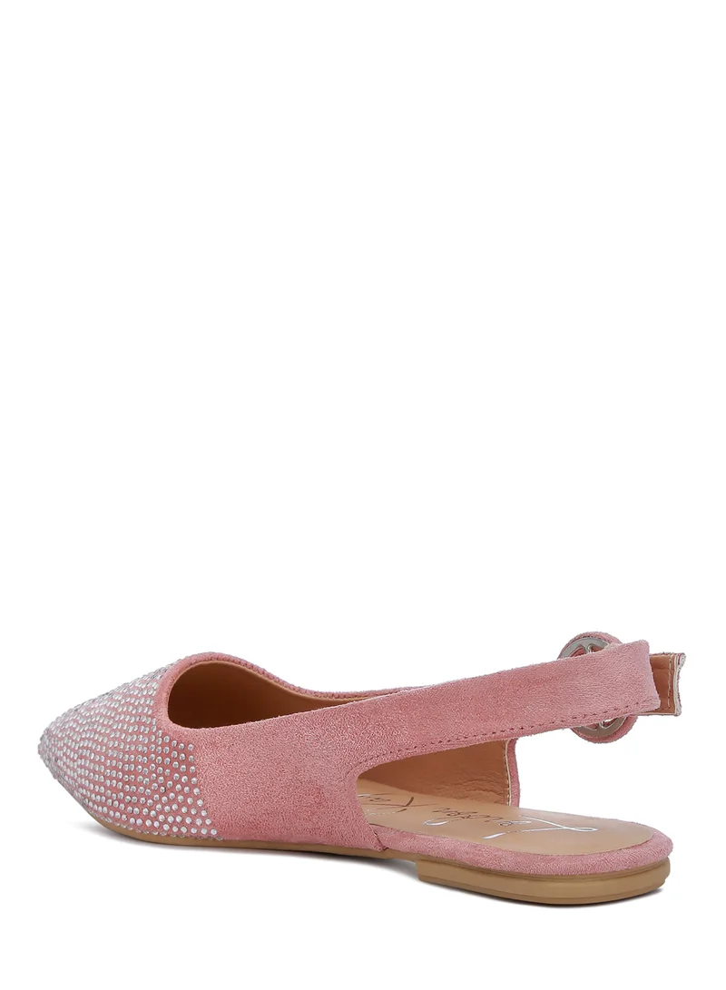 London Rag Rhinestones Embellished Slingback Mules in Pink