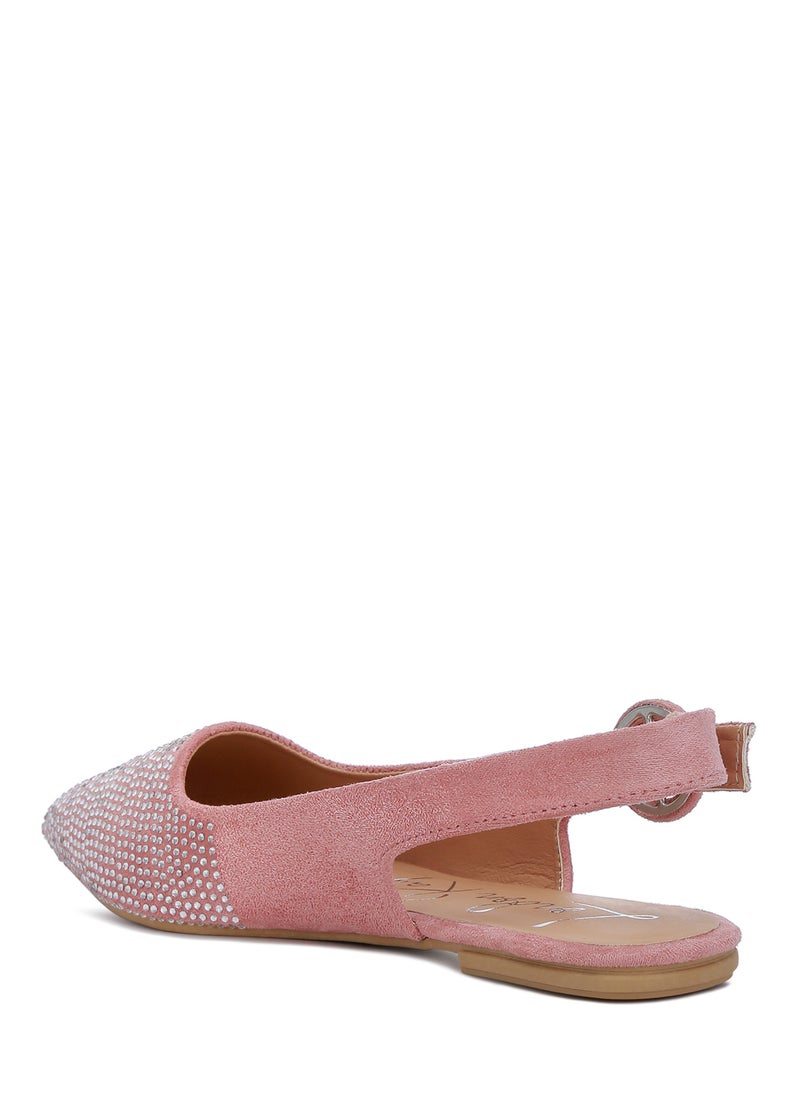 London Rag - Rhinestones Embellished Slingback Mules in Pink - Image 1