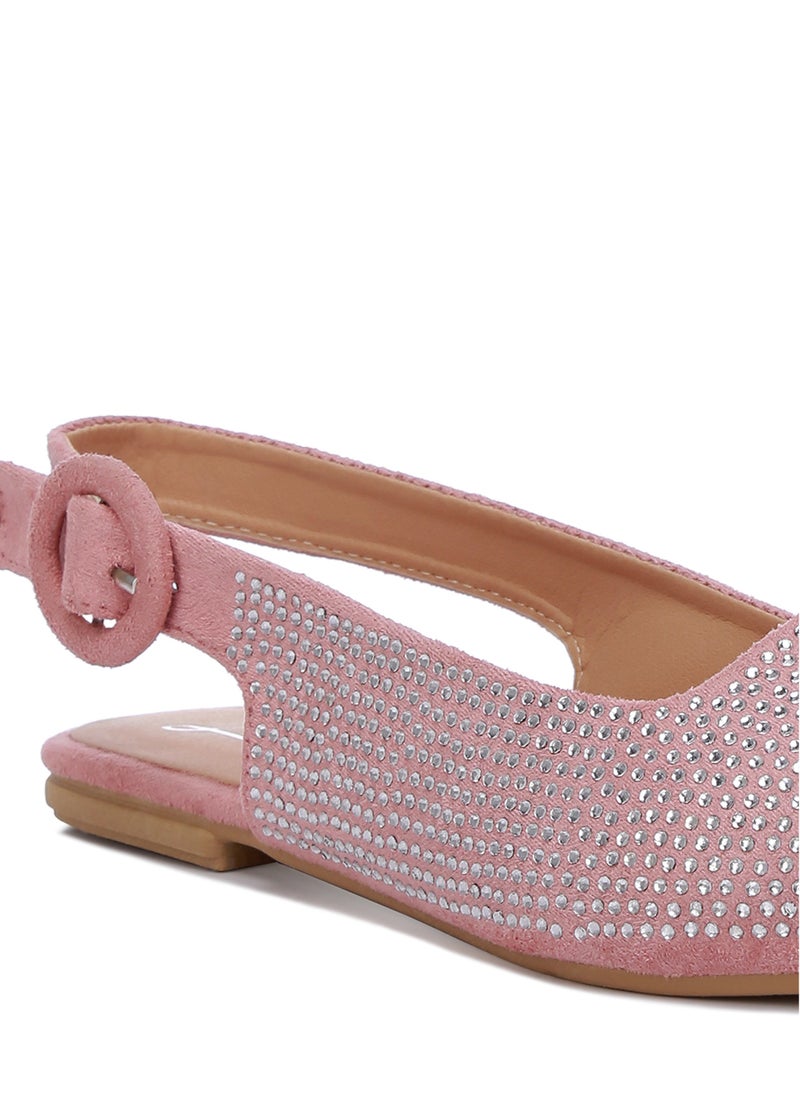 London Rag - Rhinestones Embellished Slingback Mules in Pink - Image 1