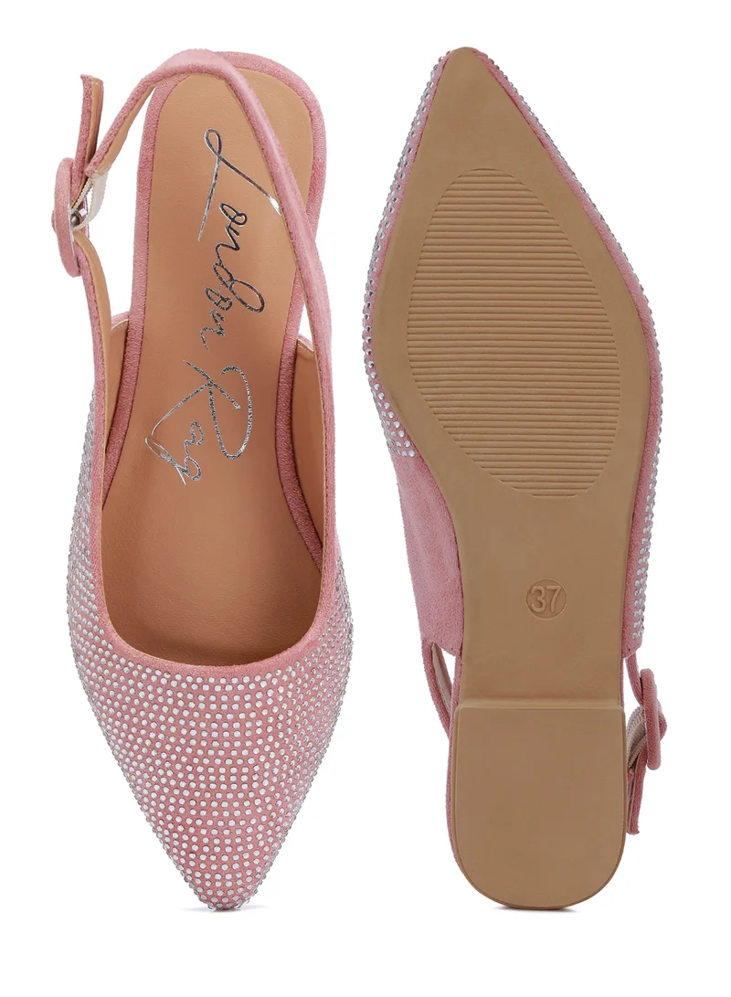 London Rag Rhinestones Embellished Slingback Mules in Pink