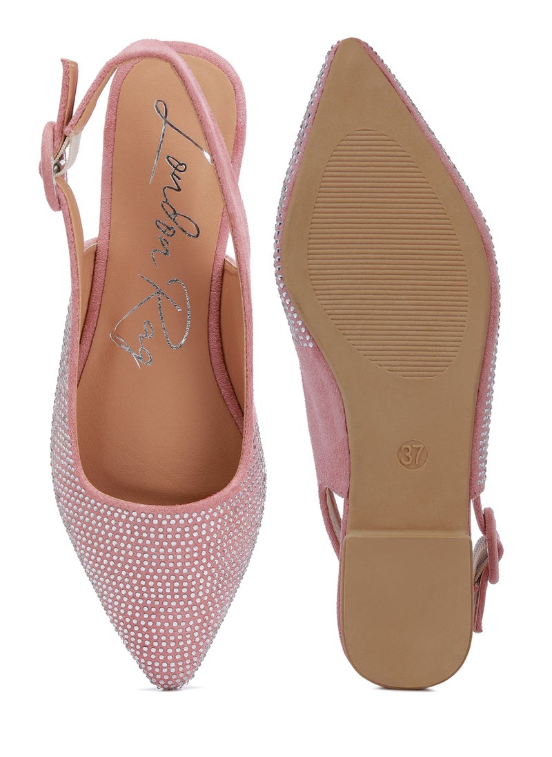 London Rag - Rhinestones Embellished Slingback Mules in Pink - Image 1