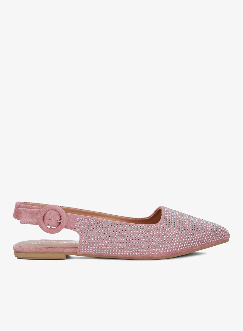 Rhinestones Embellished Slingback Mules in Pink