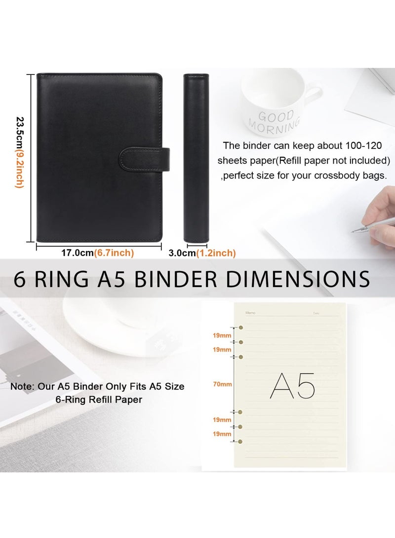 Leather A5 Binder, 6 Round Ring Binder Planner Notebook Cover for A5 Filler Paper - Image 5