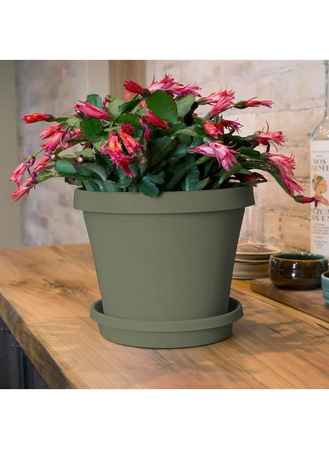 Fiskars Pottery Weather Resistant UV-Protected Smooth Finish Pot Saucer Thyme Green 25.4cm 51410 - Image 2