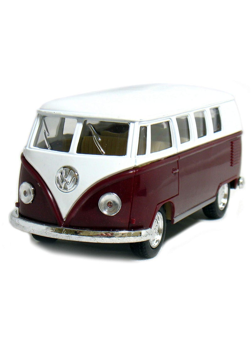 Kinsmart KiNSMART 1962 Volkswagen Classic Bus 1:32 Scale 5" Die Cast Metal Model Toy Car Maroon  - Image 1