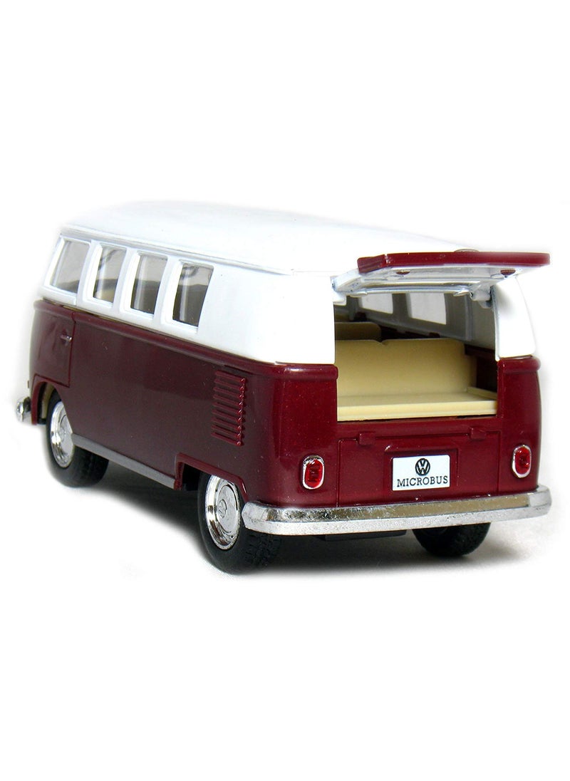 Kinsmart KiNSMART 1962 Volkswagen Classic Bus 1:32 Scale 5" Die Cast Metal Model Toy Car Maroon  - Image 4
