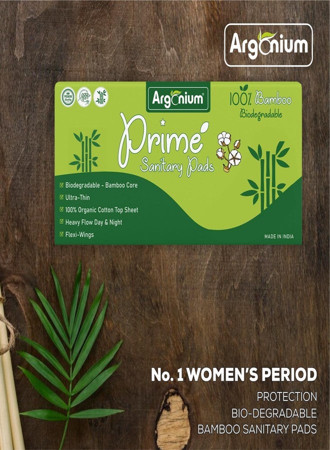 Argonium Prime Biodegradable Bamboo Sanitary Pads - (Pack Of 2*20 = 40 Pads XL-290mm) | Pure Bamboo Base, Rash-Toxin-Irritation Free, High Absorbent, Heavy Flow, Extra Long Day-Night Napkin For Women Skin Friendly - Image 2