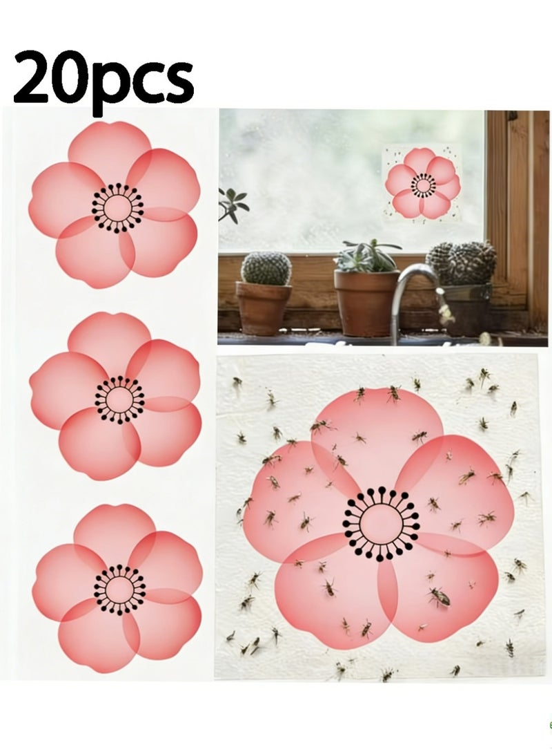 20pcs Unscented Mosquito Traps Fly Traps Insect Traps Pink Peony Design for Windows Walls Cupboards Indoor Use Catching Mosquitoes Fruit Flies - Image 1