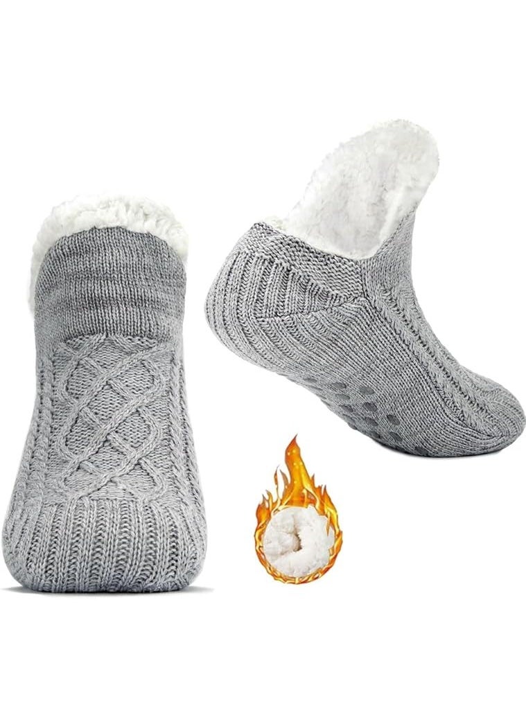 RATSAW Fluffy Fleece Slipper Socks Non-Slip Warm Winter Socks Cute Fleece-lined Slipper Socks Warm Indoor Slipper Socks Cozy Winter Non-Skid Socks Plush Socks for Unisex - Image 1