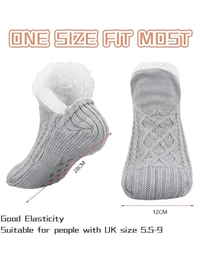 RATSAW Fluffy Fleece Slipper Socks Non-Slip Warm Winter Socks Cute Fleece-lined Slipper Socks Warm Indoor Slipper Socks Cozy Winter Non-Skid Socks Plush Socks for Unisex - Image 3