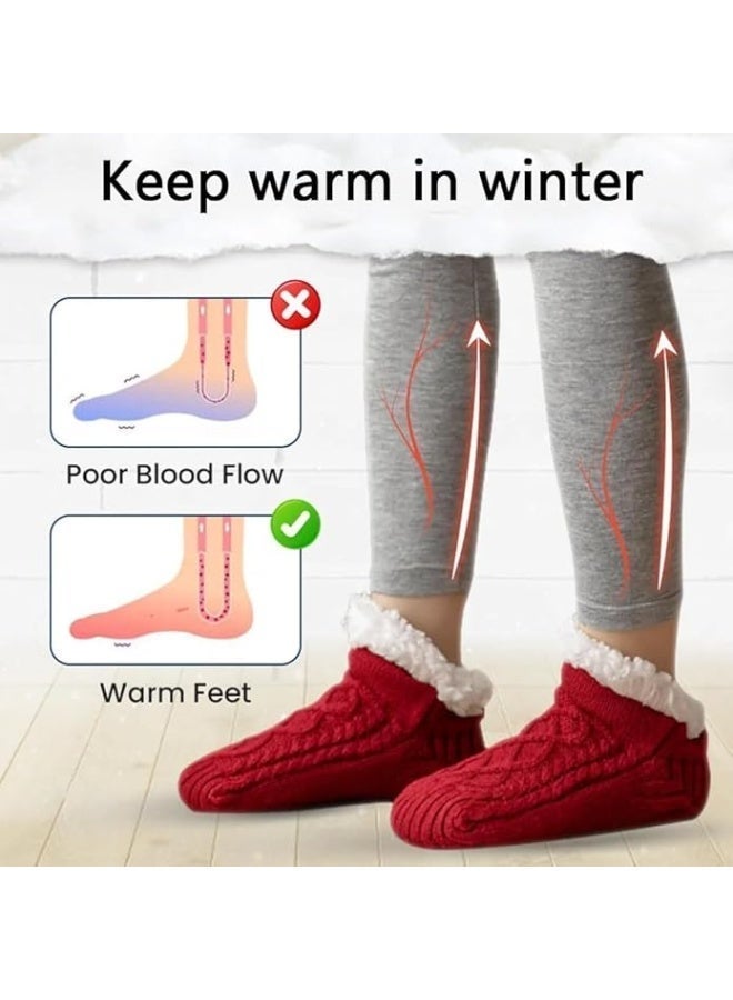 RATSAW Fluffy Fleece Slipper Socks Non-Slip Warm Winter Socks Cute Fleece-lined Slipper Socks Warm Indoor Slipper Socks Cozy Winter Non-Skid Socks Plush Socks for Unisex - Image 4