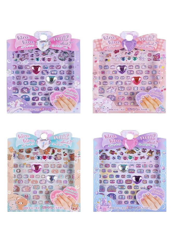 Deoxy Pack of 4 Design Mix Shiny Crystal Nail Art Stickers for Nail Art Cute 4 Sheets Self DIY Nail Art DecorationFashion for Girls Woman Decorative Wax Seal Stickers(Sent 1 Any Design) - Image 2