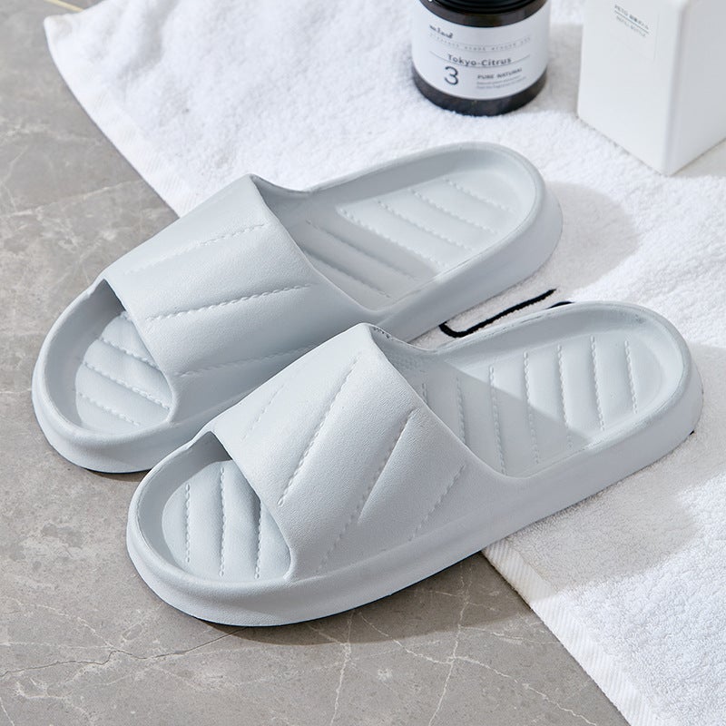 Solid Color Non-Slip Summer Slippers for Hotel, Home & Bath - Simple Design for Couples
