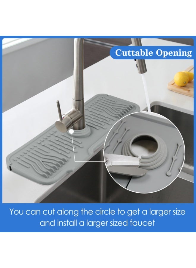 SANMUGEED Silicone Kitchen Sink Protector Mat 17.5 Inch - Non-Slip Faucet Mat with Splash Guard Behind Faucet, Drip Catcher & Sponge Holder | Sink Accessories for Bathroom & Kitchen - Image 4