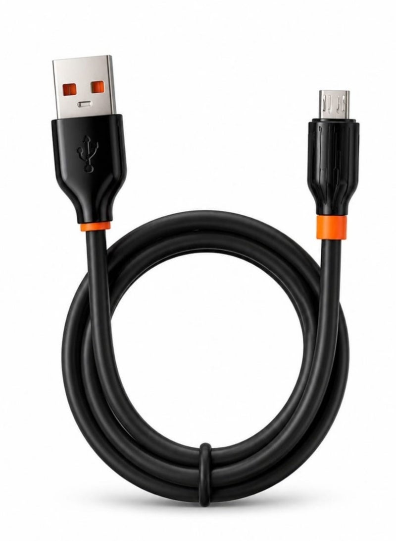 كابل شحن فائق السرعة بقوة 6 أمبير. منفذ Micro USB، لون أسود. - Image 1