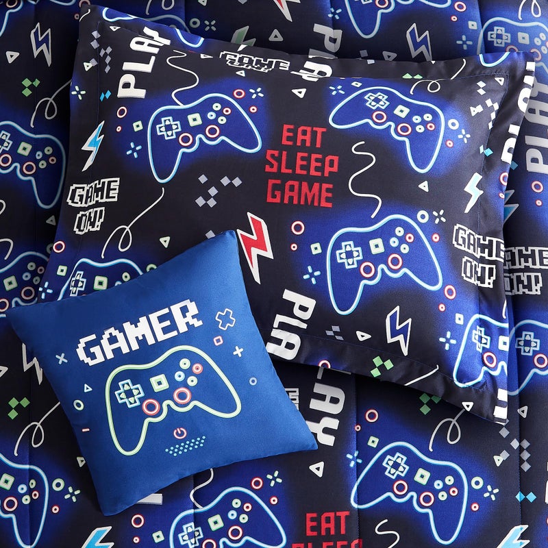 Kaleido Space Kids Comforter Set Twin Size for Boys, Glow in The Dark Gamer Bedding Set 1 Comforter, 1 Decor Pillow, 1 Pillow Sham, Twin XL Comforter Set - Image 5