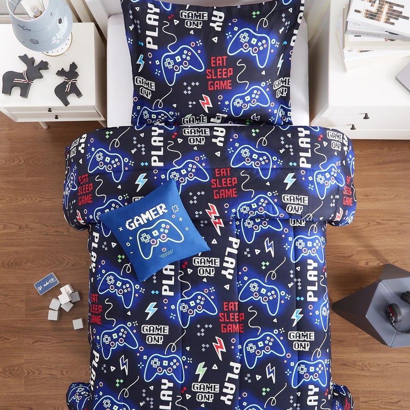 Kaleido Space Kids Comforter Set Twin Size for Boys, Glow in The Dark Gamer Bedding Set 1 Comforter, 1 Decor Pillow, 1 Pillow Sham, Twin XL Comforter Set - Image 3