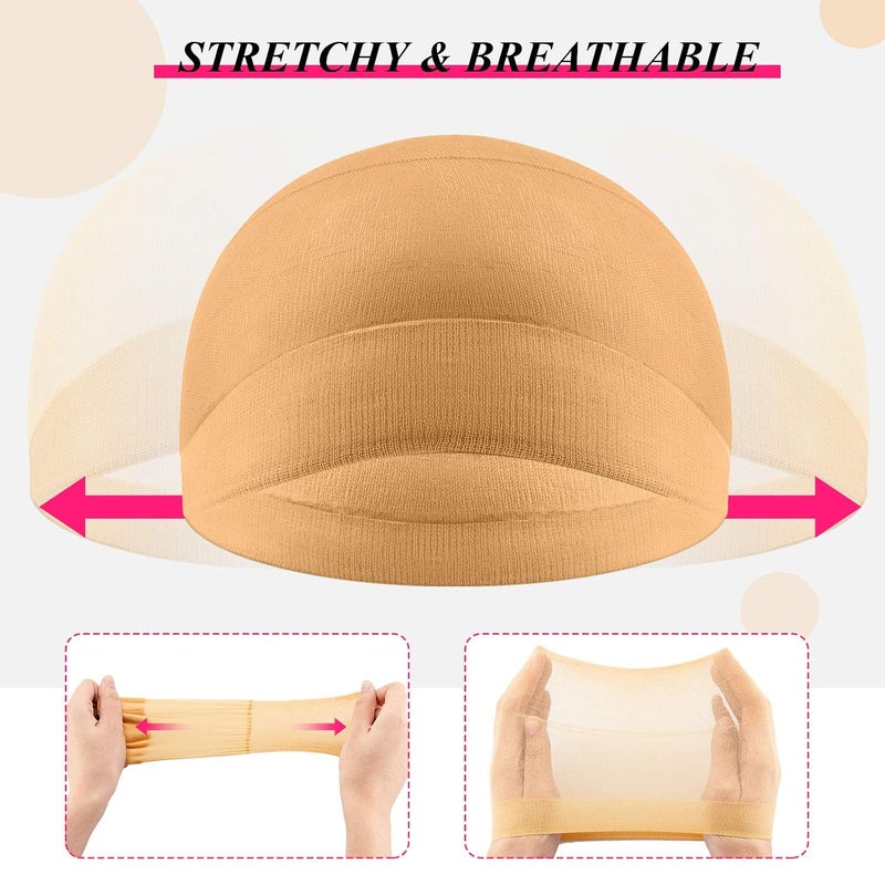 eboot 3 Pack Wig Caps Neutral Beige Light Brown and Black Mesh - Image 3