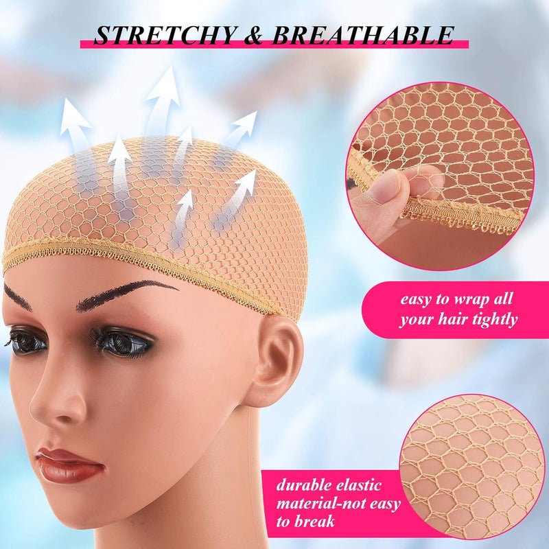 eboot 3 Pack Wig Caps Neutral Beige Light Brown and Black Mesh - Image 4