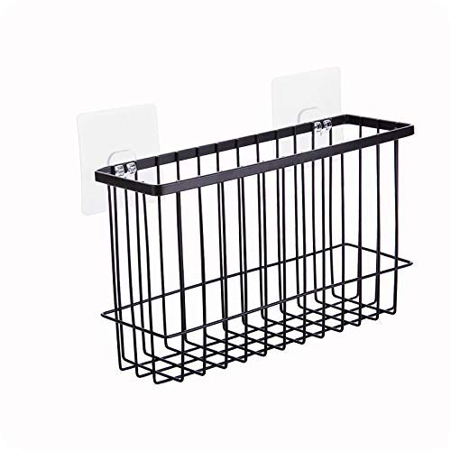 Honexa Stainless Steel Wall Mounted Self Adhesive Bathroom Self Storage Shampoo, Soap, Lotions, Oil and Liquid Conditioner Holder Bath Wall Hanging Basket (Black) - Image 1