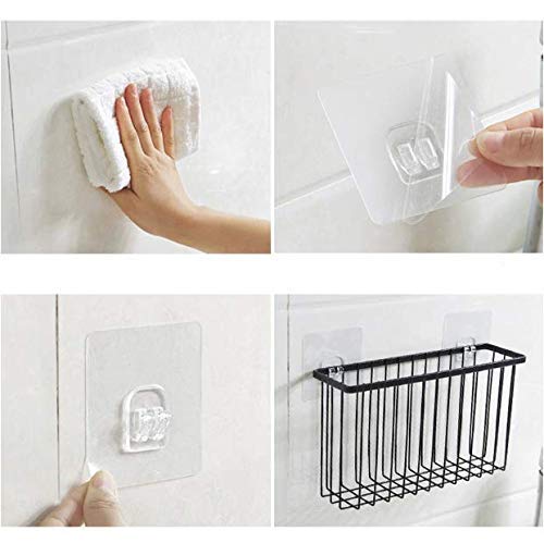 Honexa Stainless Steel Wall Mounted Self Adhesive Bathroom Self Storage Shampoo, Soap, Lotions, Oil and Liquid Conditioner Holder Bath Wall Hanging Basket (Black) - Image 5