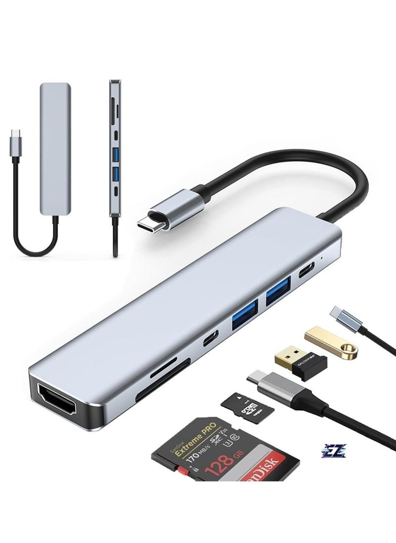 ELTRAZONE 7-in-1 USB C Hub with 4K HDMI, 2 USB 3.0 Ports, USB 2.0, USB C, SD/TF Card Reader & 100W PD – Compatible with Mac, Dell, HP Laptops & Peripherals – Ultimate Connectivity Solution - Image 1