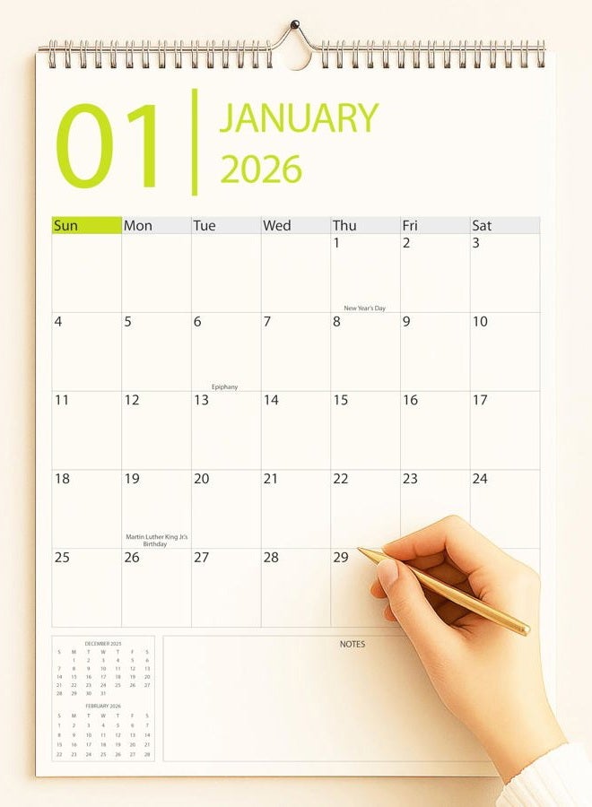 CLEVER SIGNS Wall Calendar 2026-2027, 18 Months, Runs From January 2026 to June 2027, 17" x 12" Large Wall Calendar with Hanger, Thick Paper, Spiral Binding, Easy to Write Down Your Plans and Daily/Elegance - Image 4