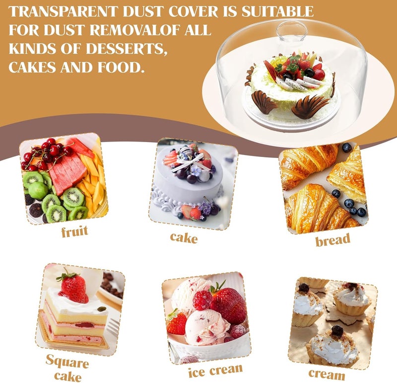 Krbnk 11 Inch Glass Cake Dome Cover, Upgraded Thickened Clear Cake Cover Lid for Cake Stand, Round Cloche Glass Dome for Dessert Plates Display and Protection - Image 5