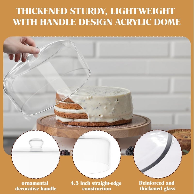 Krbnk 11 Inch Glass Cake Dome Cover, Upgraded Thickened Clear Cake Cover Lid for Cake Stand, Round Cloche Glass Dome for Dessert Plates Display and Protection - Image 3