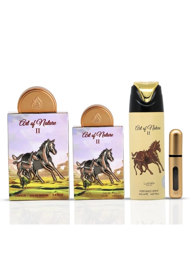 Lattafa PRIDE GIFTSET Art of Nature II (Horse) | Set 3-Piece (Edp 100ml + Edp 20ml + Deodorant 200ml) - Image 3