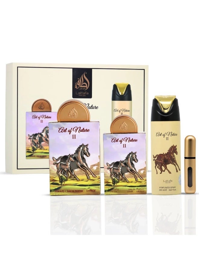 Lattafa PRIDE GIFTSET Art of Nature II (Horse) | Set 3-Piece (Edp 100ml + Edp 20ml + Deodorant 200ml) - Image 1