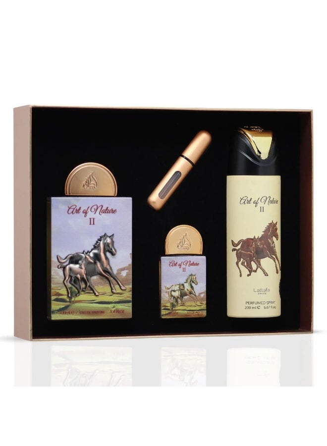 Lattafa PRIDE GIFTSET Art of Nature II (Horse) | Set 3-Piece (Edp 100ml + Edp 20ml + Deodorant 200ml) - Image 4