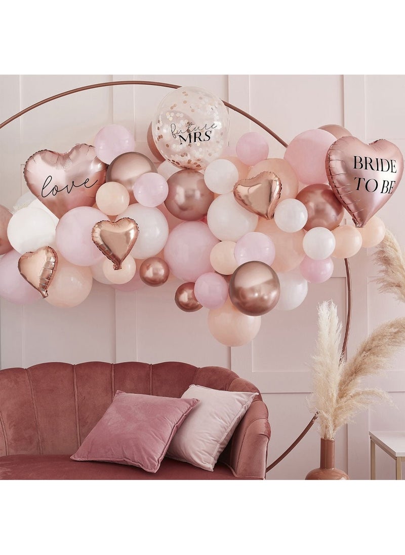 جينجر راي طقم قوس بالونات لحفلات توديع العزوبية باللون الوردي والأبيض والذهبي الوردي، طقم اصنعه بنفسك - Image 1